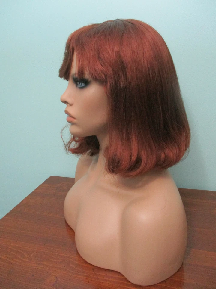 14" red brown / auburn straight medium length PAGE cut WIG by SEPIA / WEST BAY - Image 3 of 4