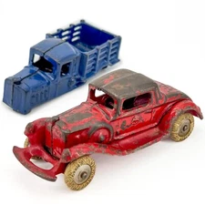 Original AC Williams Take-A-Part Stake Truck & Coupe Body Cast Iron Arcade NICE!