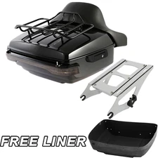 King Trunk Backrest Tail Light Mount Rack Fit For Harley Touring 14-25