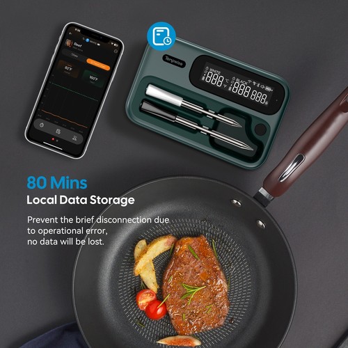 Wireless Cooking BBQ Thermometer Food Barbecue Rotisserie Grill 2.4G/5G WiFi - Picture 9 of 24