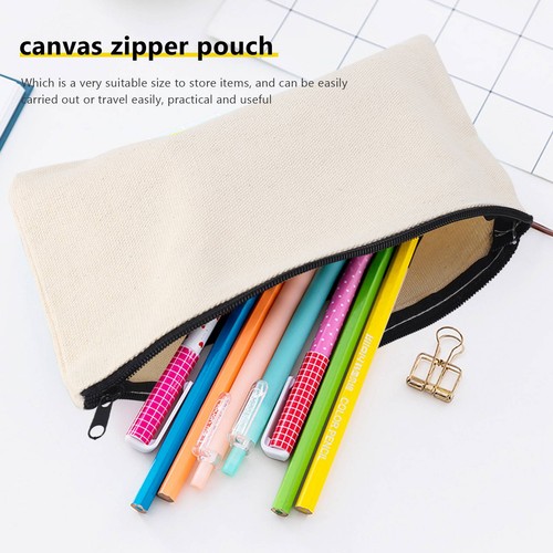 15 Pack Blank Cotton Canvas DIY Craft Zipper Bags Pouches Pencil Case for2175 - Picture 2 of 8