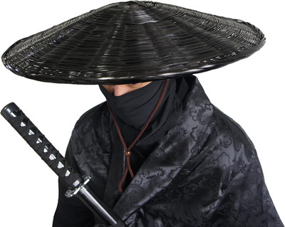 Samurai Swordsman Cosplay Bamboo Hat  Japanese Asian Hat Dia.21 Inches Depth 4 I