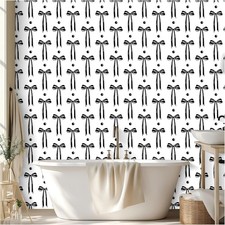 HAOKHOME Black Wallpaper Self Adhesive Modern Bow Ties Wallpaper Removable for 