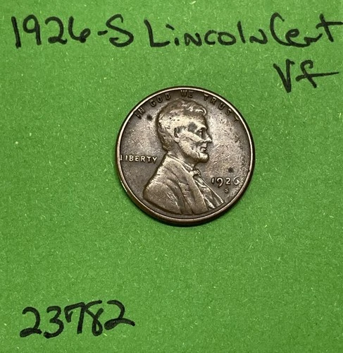 1926 S Lincoln Wheat Cent / Penny 1c Vf  Very Fine