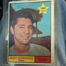 Topps 1961 Rudy Hernandez #229 Rookie Washington Senators MLB Baseball Card. rookie card picture