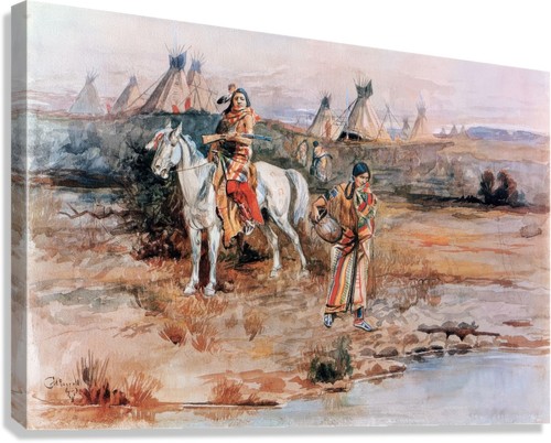 At the Spring Painting by Charles Marion Russell Reproduction - Picture 4 of 6