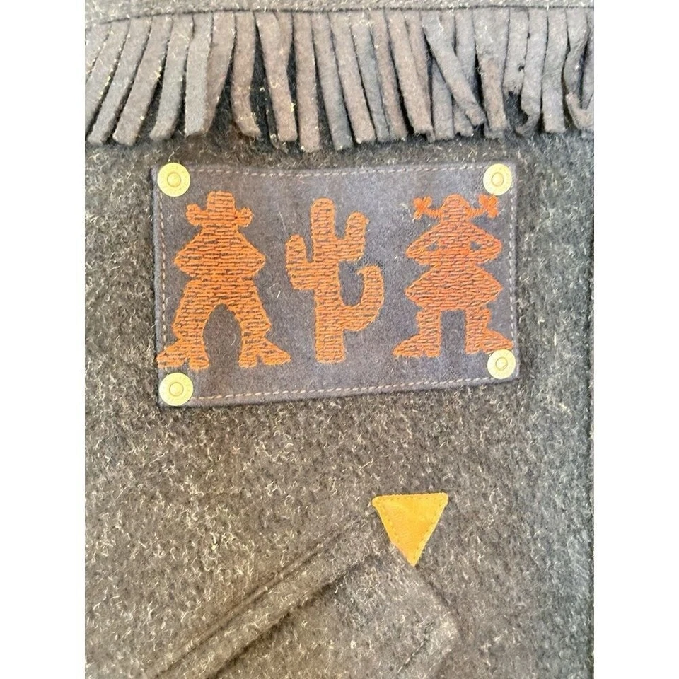 Abrigo Oilily Niñas Niños Bordado Flecos Talla 116/6 Azul Marino Mezcla Lana Boho Foto 4 de 4