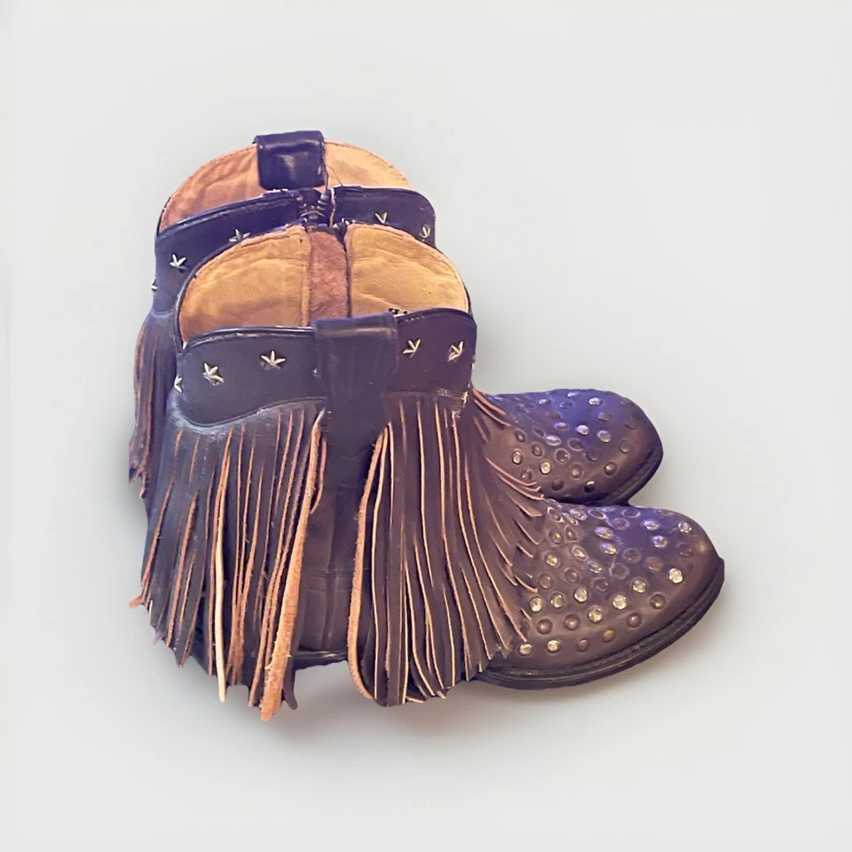 STETSON - LILA - Talla 8 - Botines largos con flecos, hechos a mano Foto 3 de 4