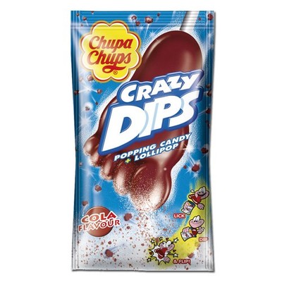 (71,43 /1kg) Chupa Chups Crazy Dips Cola Lutscher 14g Packung