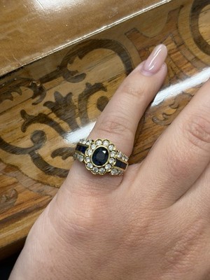 CARTIER 18k Gelbgold, Saphir & Diamant Cluster Ring Vintage 80er Jahre