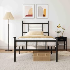 18 Inch Metal Platform Bed Frame with Headboard/Footboard, Strong Metal Slats...