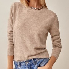 Reformation oatmeal cashmere Crewneck sweater Large