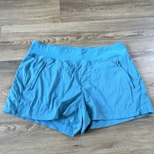Athleta Trekkie North Shorts Womens 18 Blue Zip Pockets Pull On Stretch Hiking