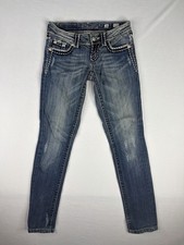 Miss Me Jeans Womens 24 Signature Skinny Blue Distressed Denim