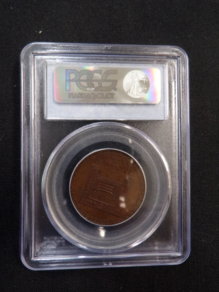 1795 HALF-PENNY WASHINGTON GRATE LARGE BUTTON REEDED EDGE PCGS GRADED MS63 BN - Image 4 of 4