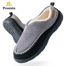 MENS MEMORY FOAM SLIPPERS WARM FUR COSY INDOOR SLIP ON MOCCASINS SHOES