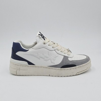 Herrenschuhe Richmond Gr. 44 Turnschuhe Weiß Grau Blau Leder Gämse 32MA-44