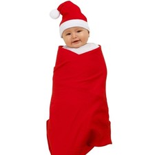 Parent's Choice Red Muslin Swaddle and Beanie Set Baby Christmas Holiday