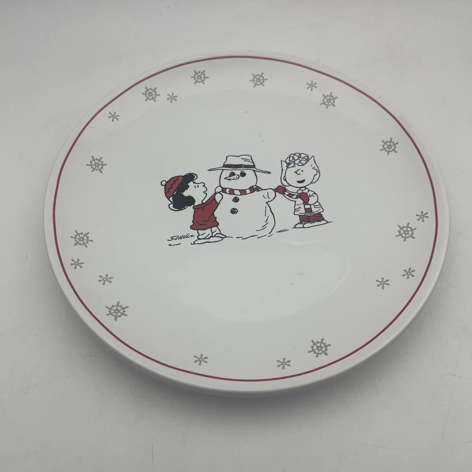 Pratos de sobremesa cenas de inverno amendoim conjunto de 4 cerâmicas 7 polegadas Natal - Imagem 4 de 4