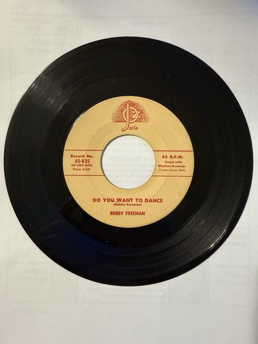 Bobby Freeman 45 RPM Do You Want to Dance VG+ Josie Cream Label Red Text 1958