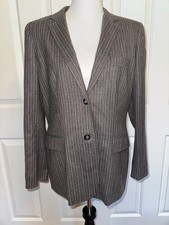 Max Mara Wool Pinstripe Blazer US 14 Italian Office Chic Quiet Luxury Jacket