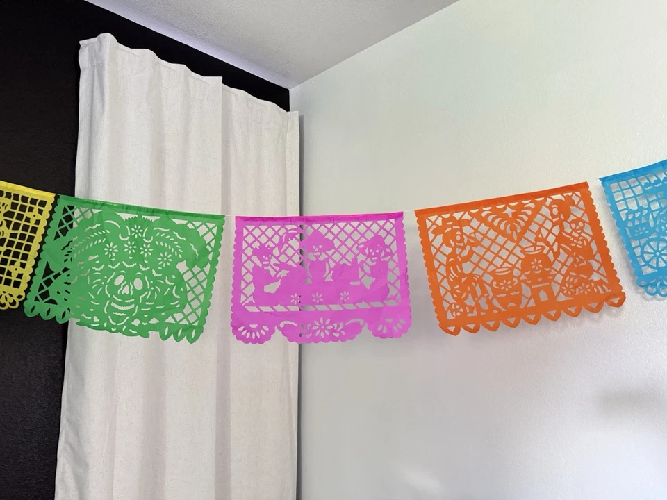 Día de Muertos/Día de Muertos Papel Picado Decoración 3PACk Colorido Set de Decoración Foto 3 de 4