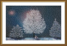 Bead Embroidery Kit "In the silver forest" Beaded Stitching Beadwork Nova