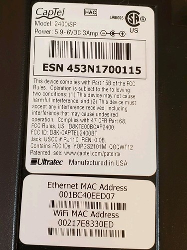 ULTRATEC CapTel 2400iSP Hearing Impaired Touch Caption Telephone. Bluetooth - Picture 17 of 19