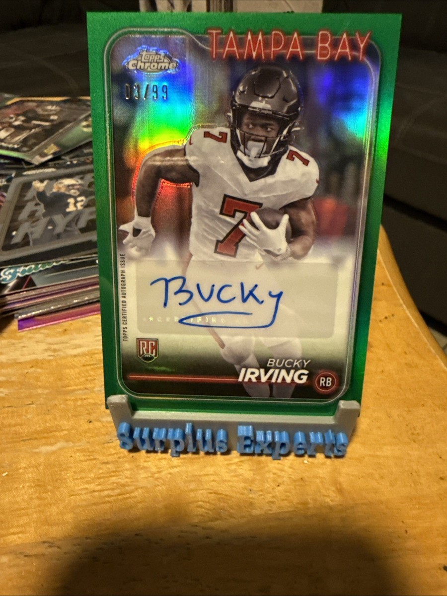 Bucky Irving RC 2024 Topps Chrome Green Refractor Auto /99 Bucky Irving RC 2024 Topps Chrome Green Refractor Auto /99