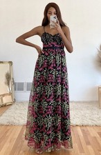 NWT Lulus Devine Delight Floral Embroidered Prom Evening Gown Dress Sz Small 2/3