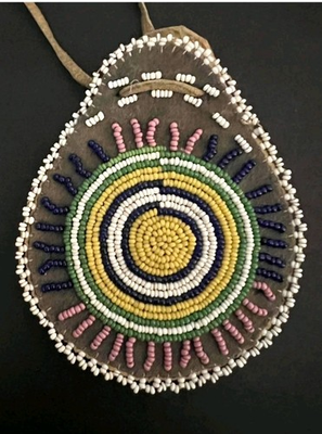 #ad Native American NEZ PERCE SMALL BEADED LEATHER POUCH Sun Design 4x3quot; Gorgeous $185.00