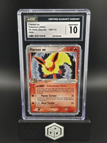 2005 Pokemon EX Delta Species Flareon ex Holo Prime #108/113 CGC 10 Swirl 🌀