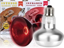 Reptile Heat Lamp, 2 Pack 75W Intense and Infrared Basking 75 Watts, White
