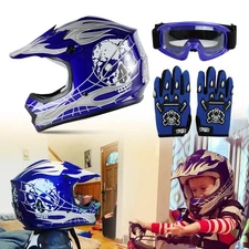 DOT Youth Kids Helmet for Dirt Bike Motocross ATV Goggles Gloves S M L XL