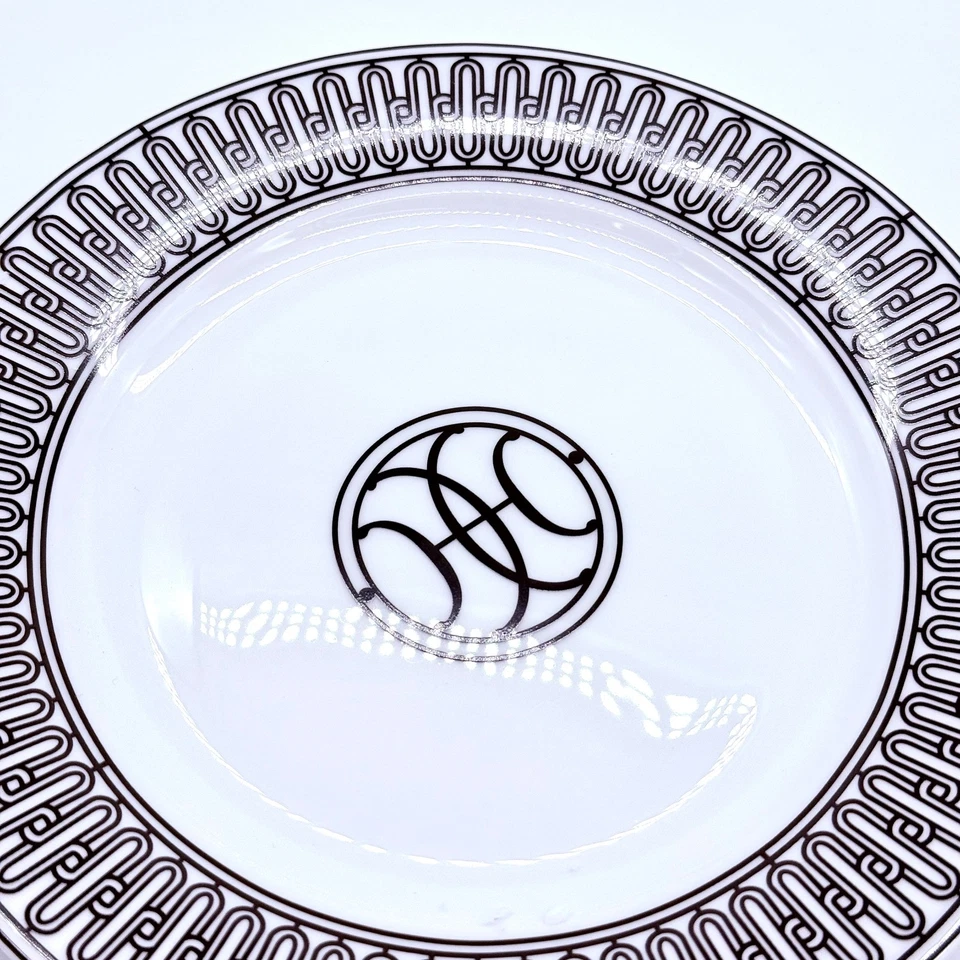 Hermes H Deco Porcelain Dinner Plates 8 in Set of Two Pair Luxury Decor France - Image 4 of 4