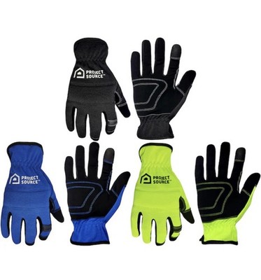 Project Source Size XL Multi Color 3 Pack Multi Purpose Polyester Work Gloves