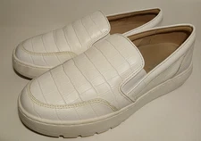 Vionic Woman's Dinora Croco White Leather Platform Loafer Slip-On Shoes size 8