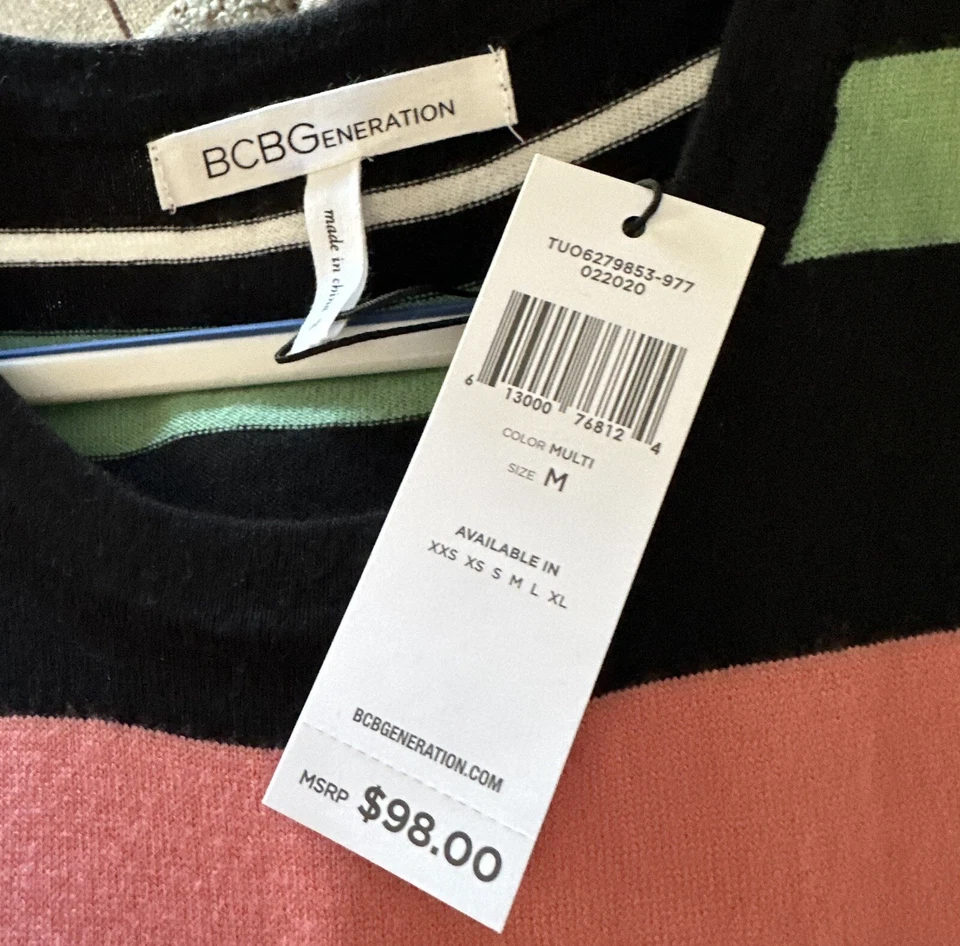 Maxi Vestido BCBG Generation Mediano Bloque Rayas Nuevo Con Etiquetas Foto 3 de 4