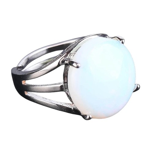 Healing Natural Stone Ring Women Color Matching Round Tiger Eye Opal Adjustable - Picture 24 of 35
