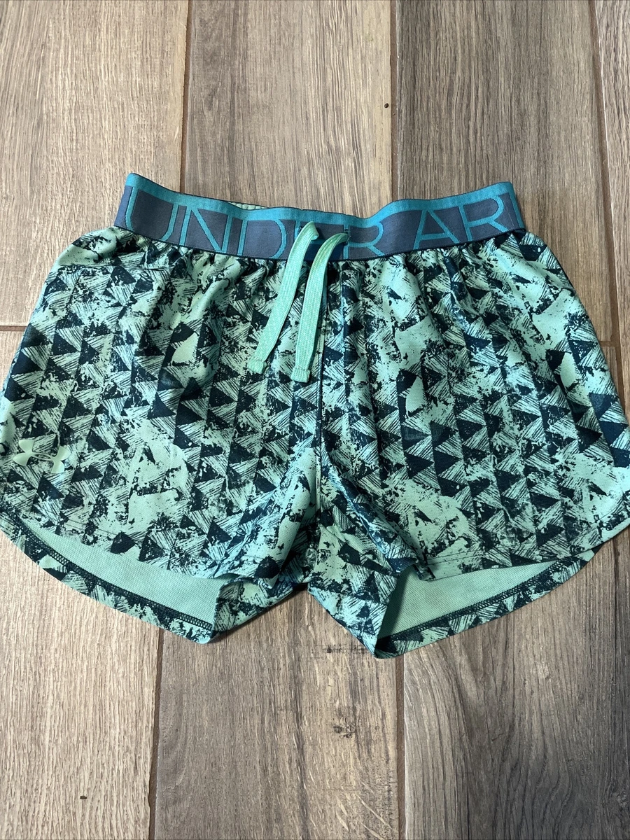 Under Armour Shorts Girls Medium Blue Green Geometric Athletic YOUTH