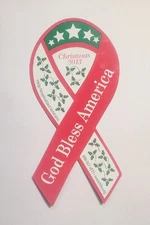 God Bless America Veterans Christmas 2013 Ribbon Refrigerator Magnet Free Shipp.