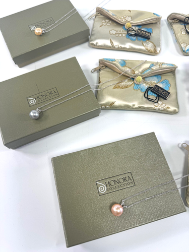 Honora Jewelry Lot Pearl Necklace Sterling Silver Boxed w/ Tag & Bags - Picture 2 of 6