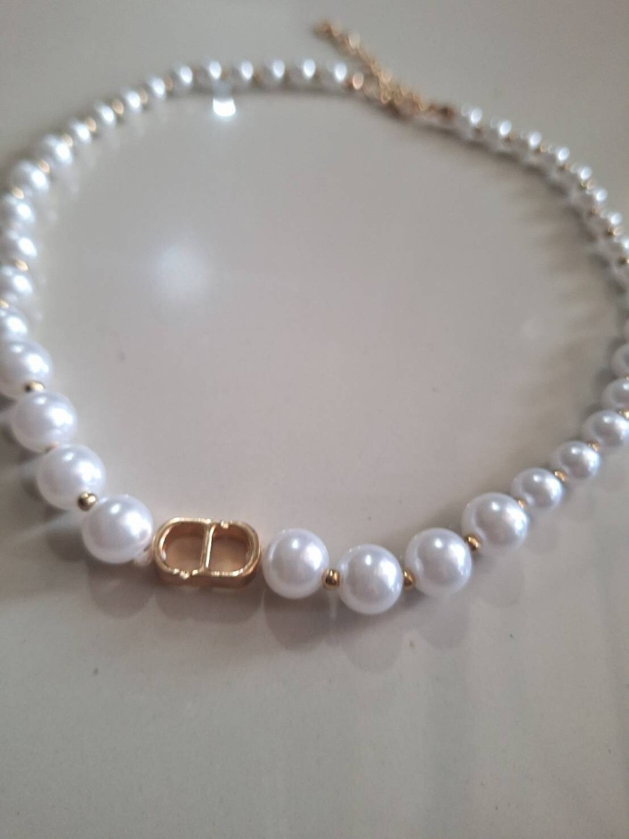 PAR002　翡翠　necklace　earring　bracelet　18WG Real 7-8mm White Cultured Pearl Necklace Bracelet Earrings
