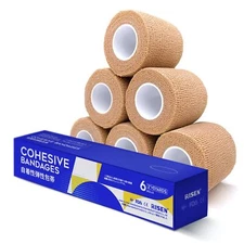 Cohesive Bandage 2” x 5 Yards 6 Rolls Self Adherent Wrap Medical Tape Adhesiv...