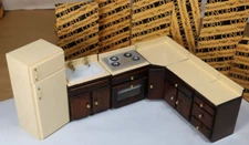 Concord Miniatures 6 Pc.  Kitchen Set Refrigerator Stove Sink Cabinets NOS Boxed