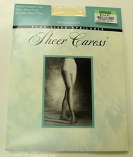 Sheer Caress Satin Control Top Silky Lef Pantyhose Durable Bone 81 AVG
