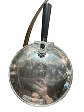 Vintage FB Rogers Silver Co Silent Butler Round Hinged Tray Silverplate Ash Hold