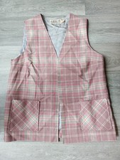 Vtg Moffat Weavers Wool Waistcoat Womens Made In Scotland Pink & Grey