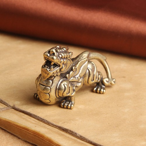 2PCS Vintage Style Kylin Craft Auspicious Beast Artware Decorative Ornament New - Afbeelding 6 van 12