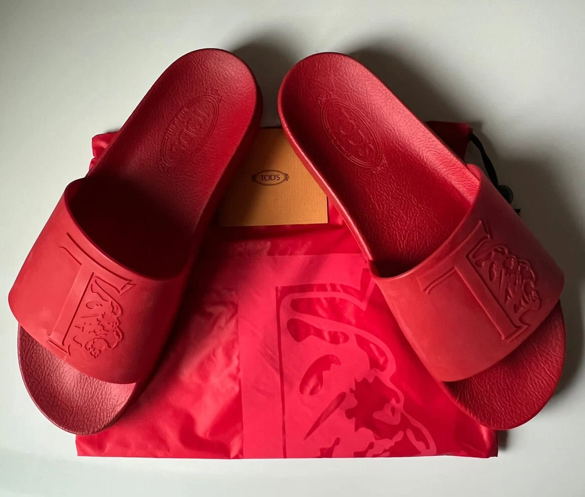 Men s Tods Red Designer Slides Size 44 eBay